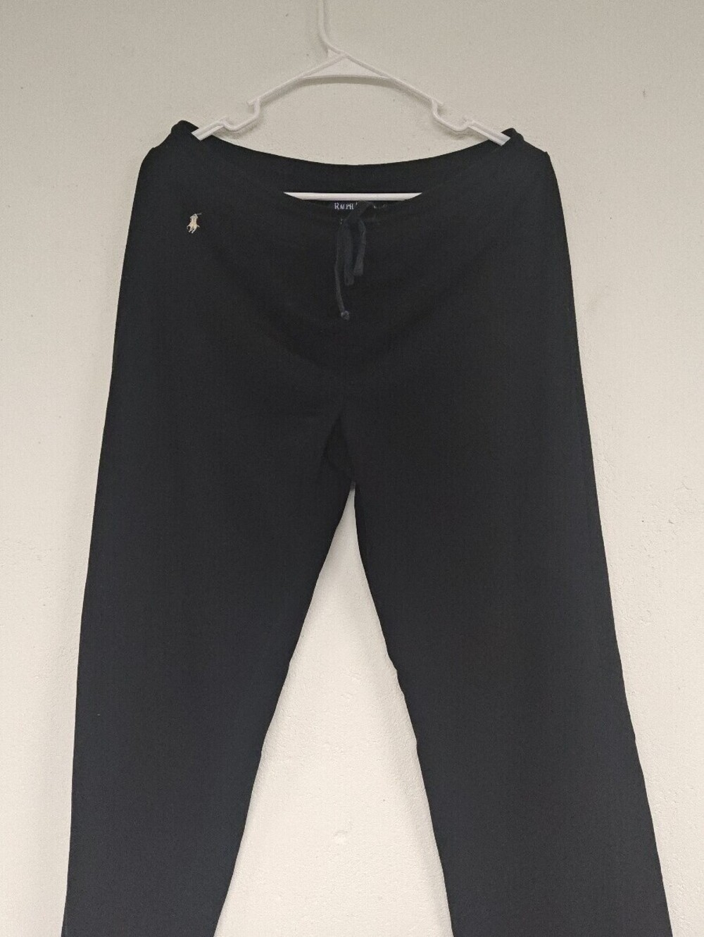 Ralph Lauren Women’s Black Wide Leg Lounge Pants S Drawstring Pony Logo